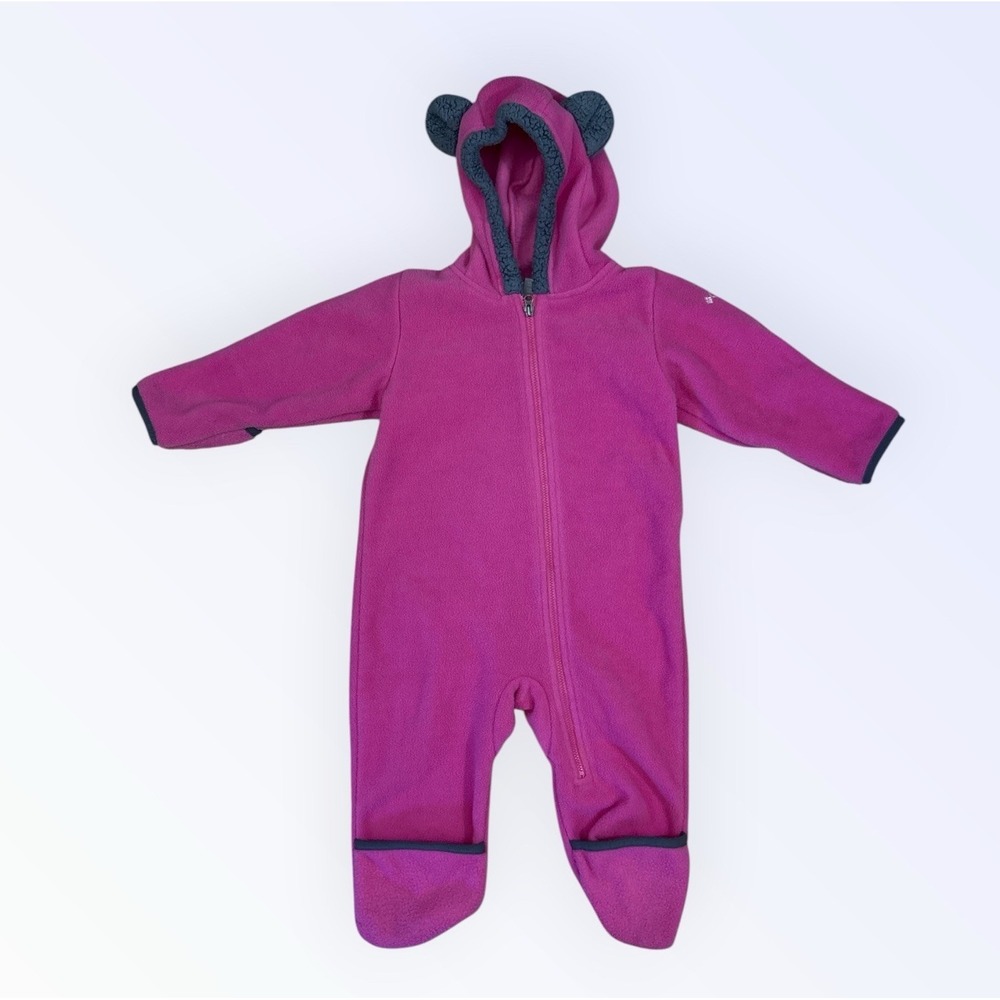 Columbia Snowsuit Baby Girl 12-18 Months Pink Infant Tiny Bear Fleece One Piece